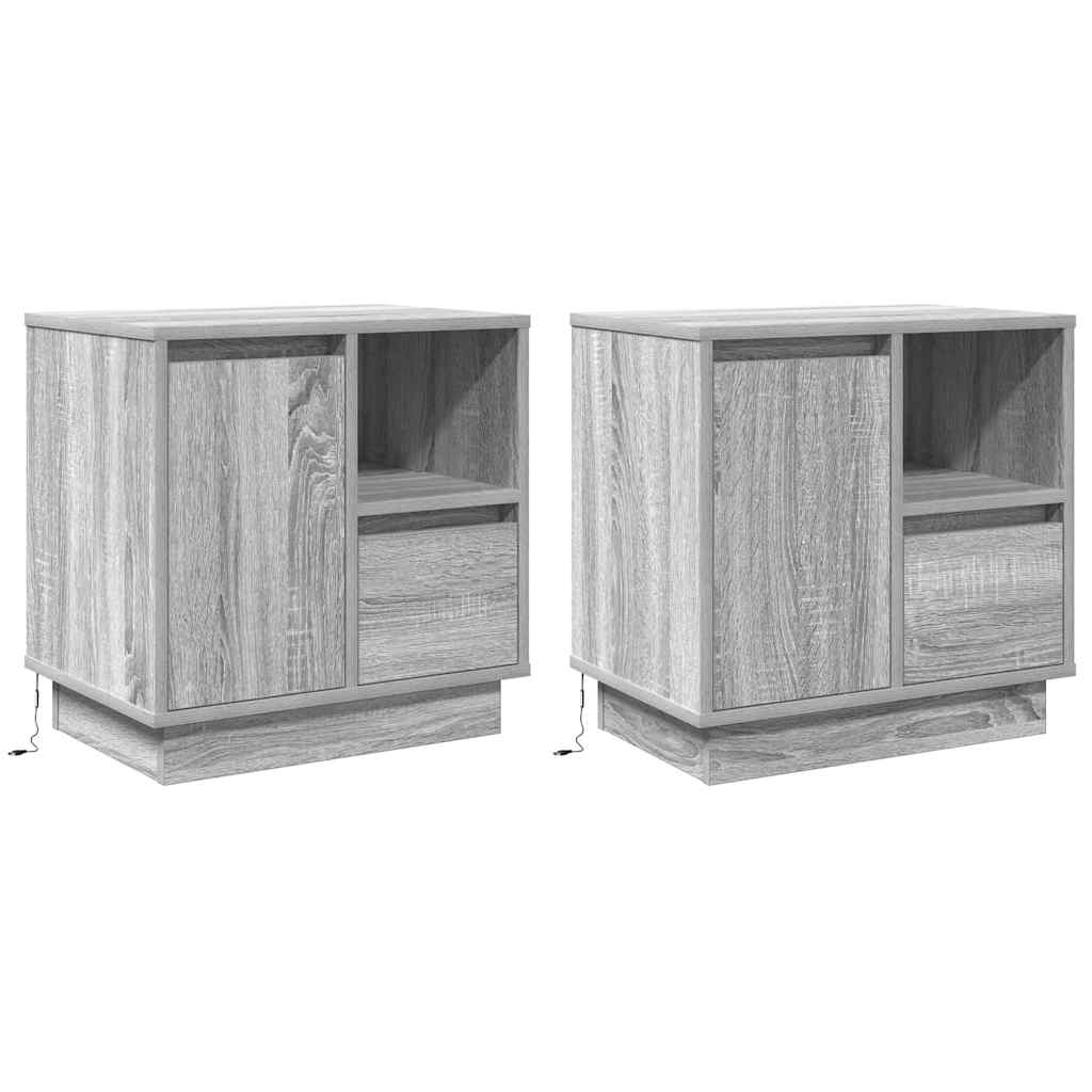 Bedside Cabinet 2 pcs Grey 50 x 34.5 x 50 cm Engineered wood